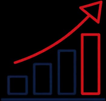 Market positioning bar chart trending upward